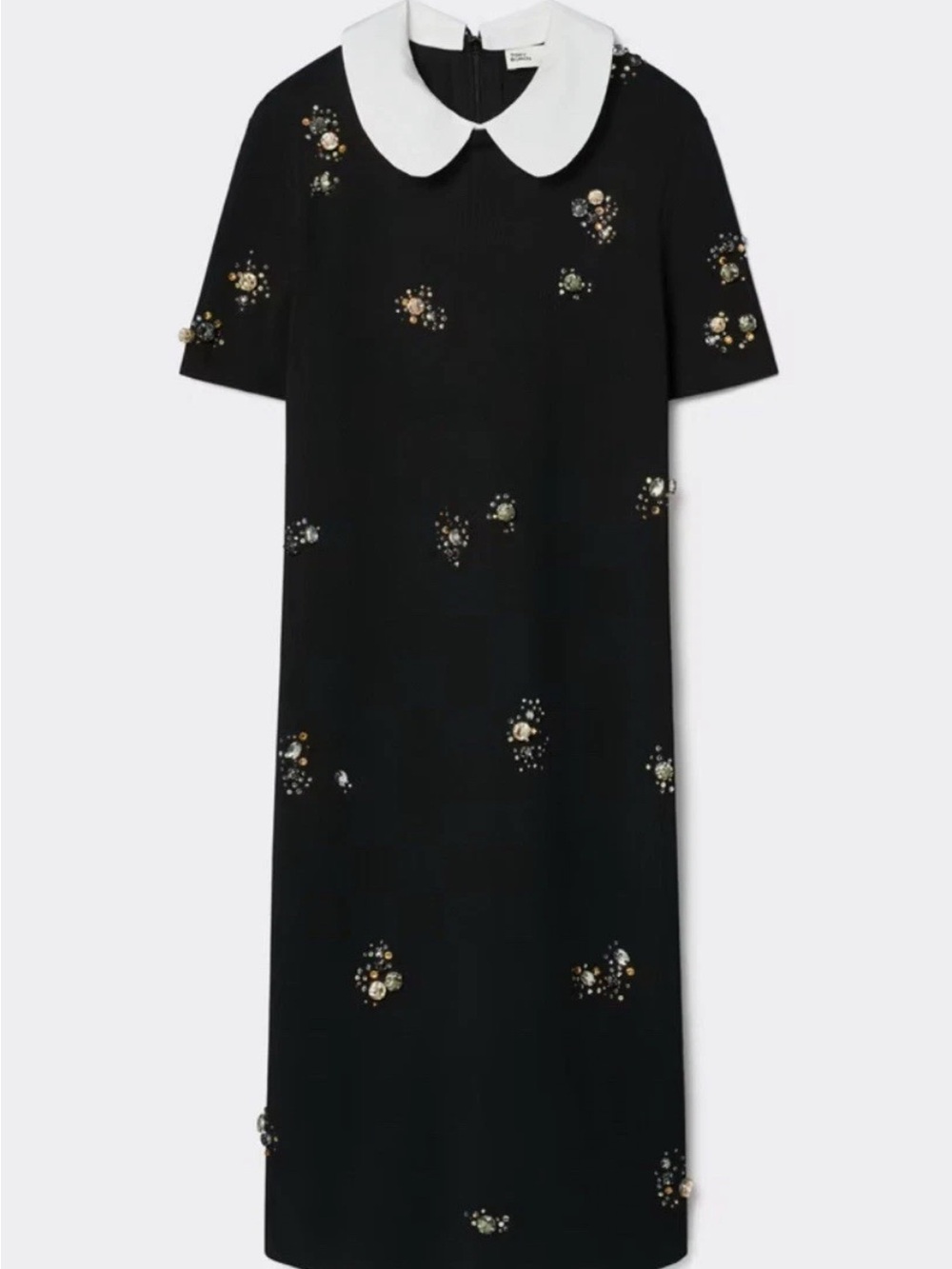 Tory Burch Embellished Poplin Collar Sweater Dress In Black Size: XL $748